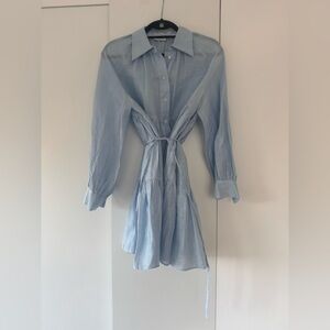 Light Blue Sandro Linen Shirt Dress